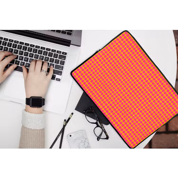 Stippen - Patroon - Oranje laptophoes neopreen klein 279 -bureau