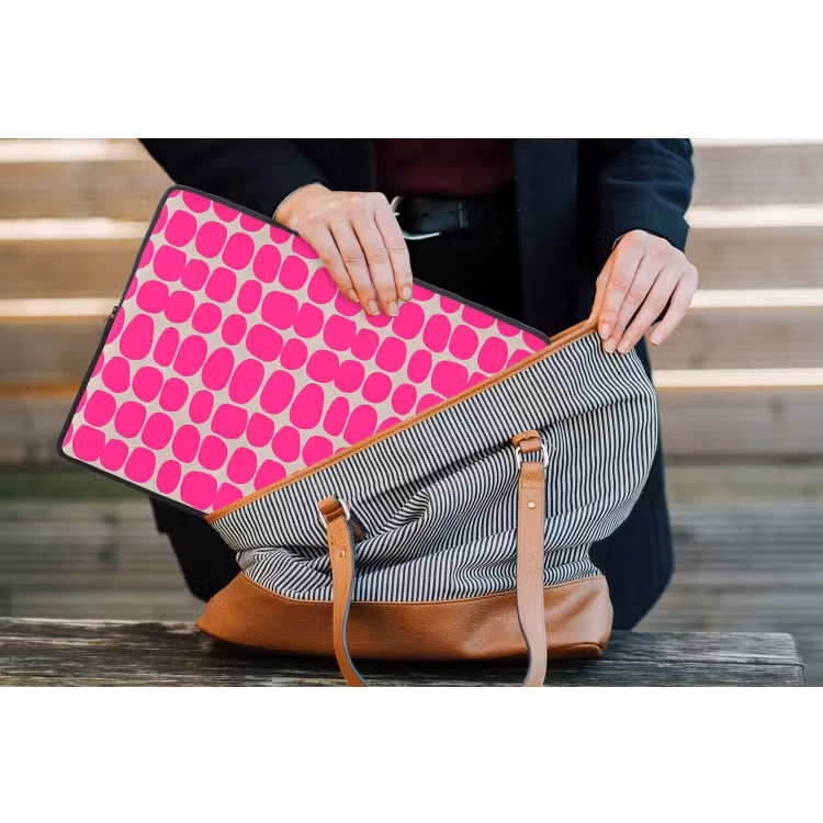 Stippen - Patroon - Roze laptophoes neopreen klein 279 -tas