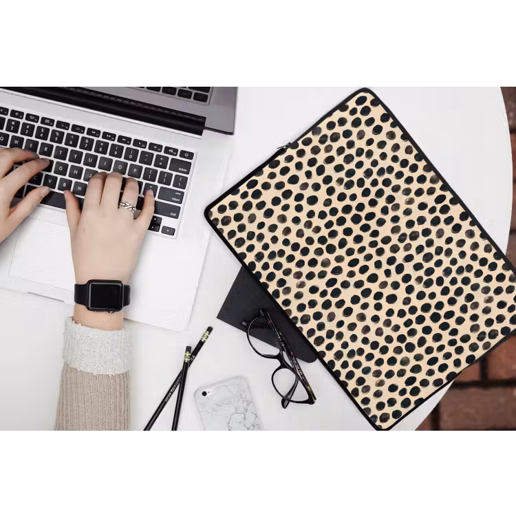 Stippen - Patroon - Zwart laptophoes neopreen klein 279 -bureau