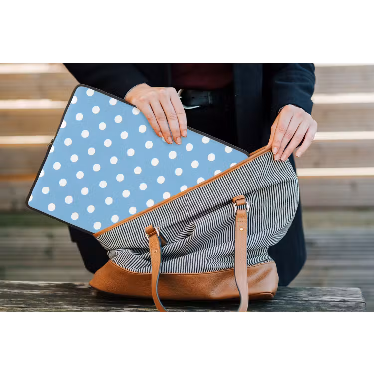 Polka - Dots - Blauw laptophoes neopreen klein 279 -tas
