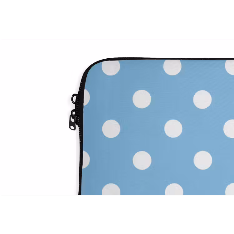 Polka - Dots - Blauw laptophoes neopreen klein 279 -detail