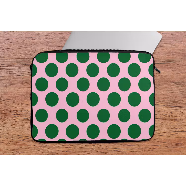 Polkadots - Patroon - Groen laptophoes neopreen klein 279 -tafel