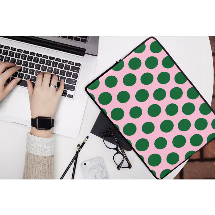 Polkadots - Patroon - Groen laptophoes neopreen klein 279 -bureau