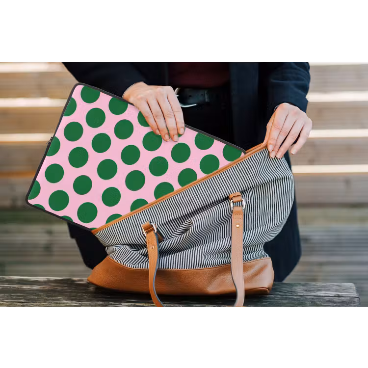 Polkadots - Patroon - Groen laptophoes neopreen klein 279 -tas