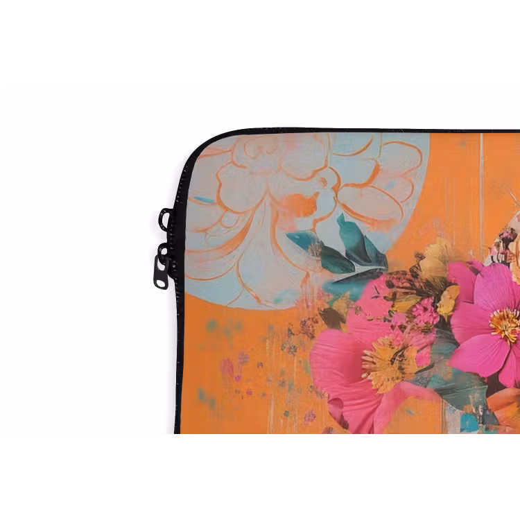 Portret - Vrouw - Abstract - Bloemen laptophoes neopreen klein -detail