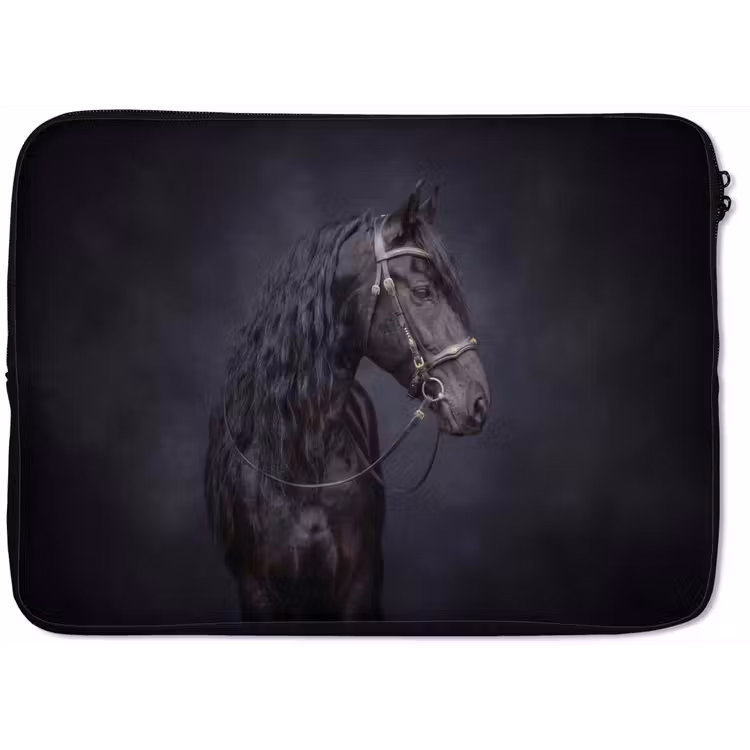 Portret - Paard - Donker laptophoes neopreen klein -zkaufland3dotto