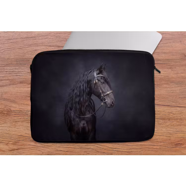 Portret - Paard - Donker laptophoes neopreen klein -tafel