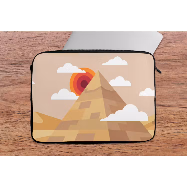 Piramide - Zon - Woestijn - Modern - Oranje laptophoes neopreen klein -tafel
