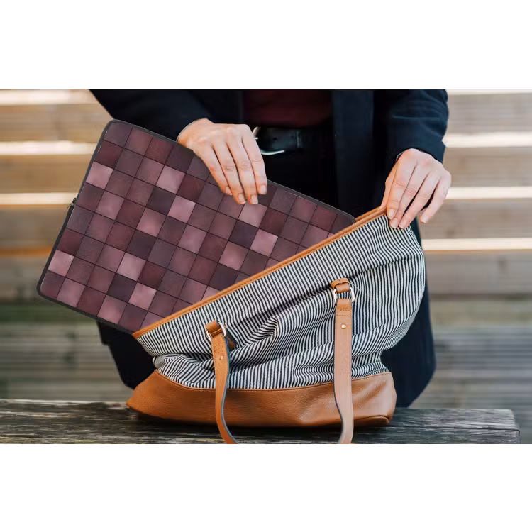 Vierkant - Tegel - Patroon - Paars laptophoes neopreen klein 279 -tas