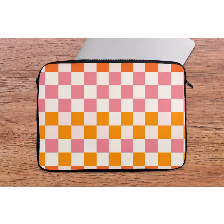 Vierkant - Patroon - Oranje laptophoes neopreen klein 279 -tafel