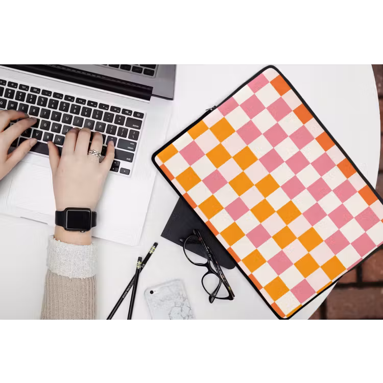 Vierkant - Patroon - Oranje laptophoes neopreen klein 279 -bureau