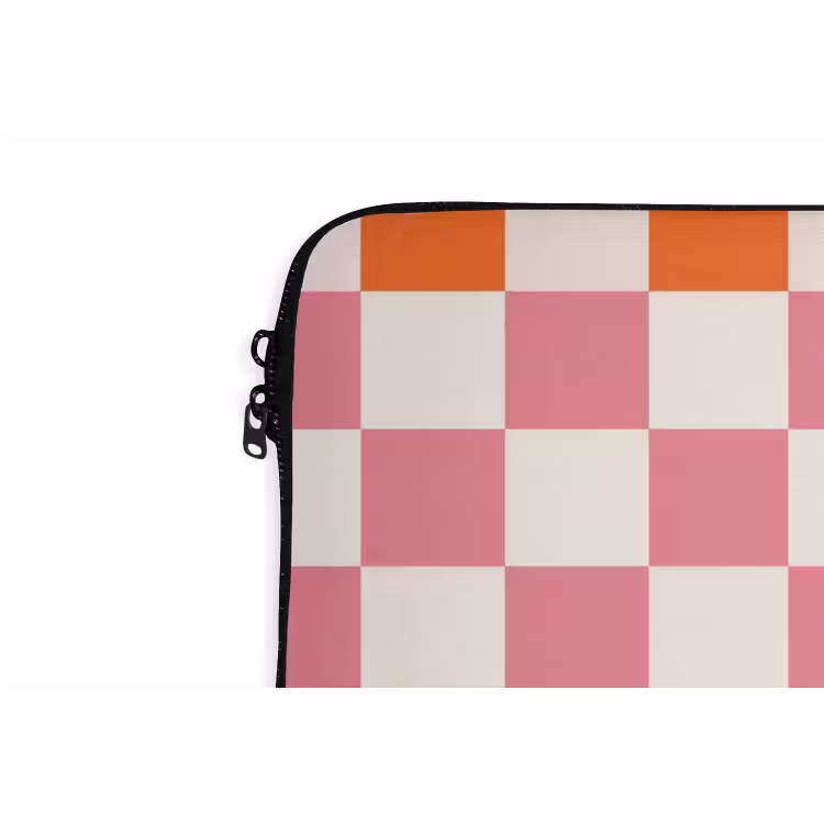 Vierkant - Patroon - Oranje laptophoes neopreen klein 279 -detail