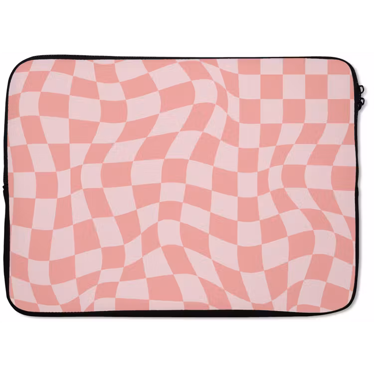 Hokjes patroon - Roze - Golvende lijnen laptophoes neopreen klein -zkaufland3dotto