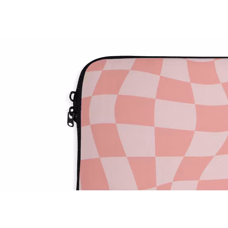 Hokjes patroon - Roze - Golvende lijnen laptophoes neopreen klein -detail