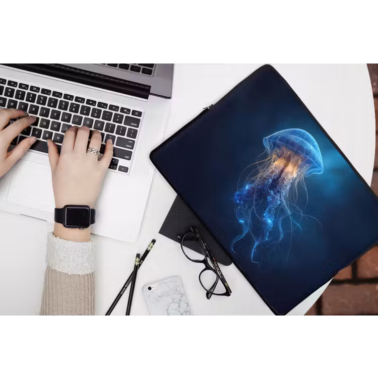 Kwal - Lichtgevend - Tentakels - Blauw laptophoes neopreen klein -bureau