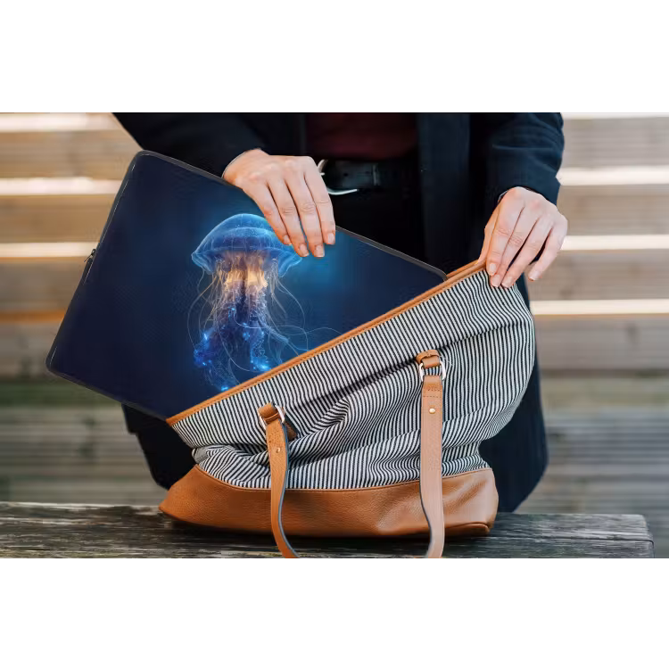 Kwal - Lichtgevend - Tentakels - Blauw laptophoes neopreen klein -tas