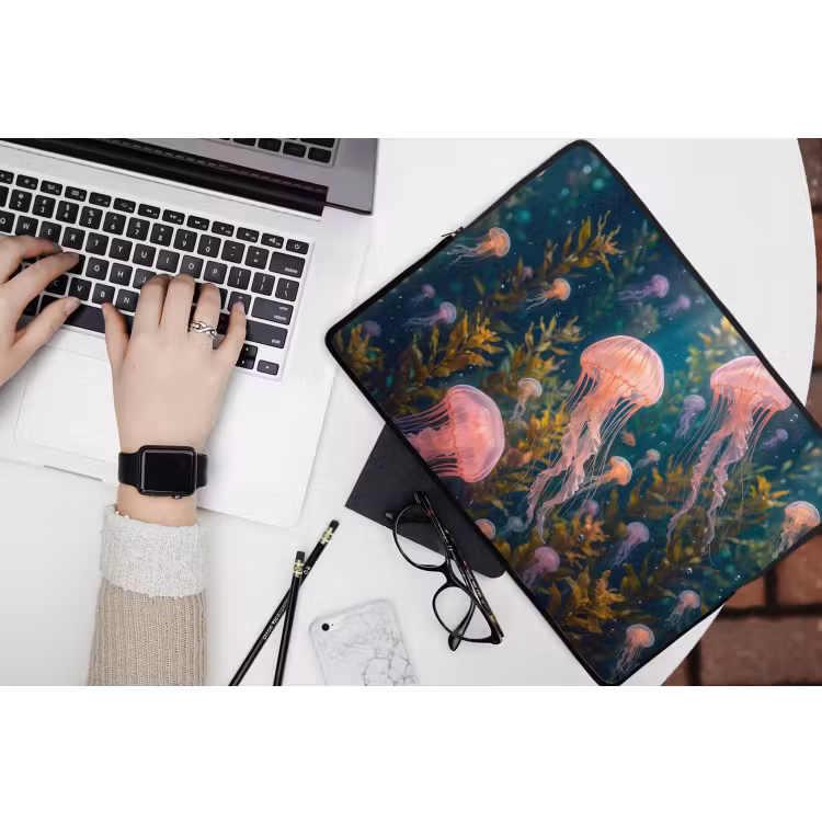 Kwal - Roze - Onderwater - Zeeleven - Dieren laptophoes neopreen klein -bureau