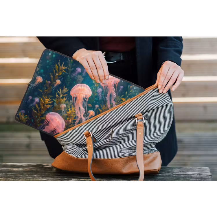 Kwal - Roze - Onderwater - Zeeleven - Dieren laptophoes neopreen klein -tas