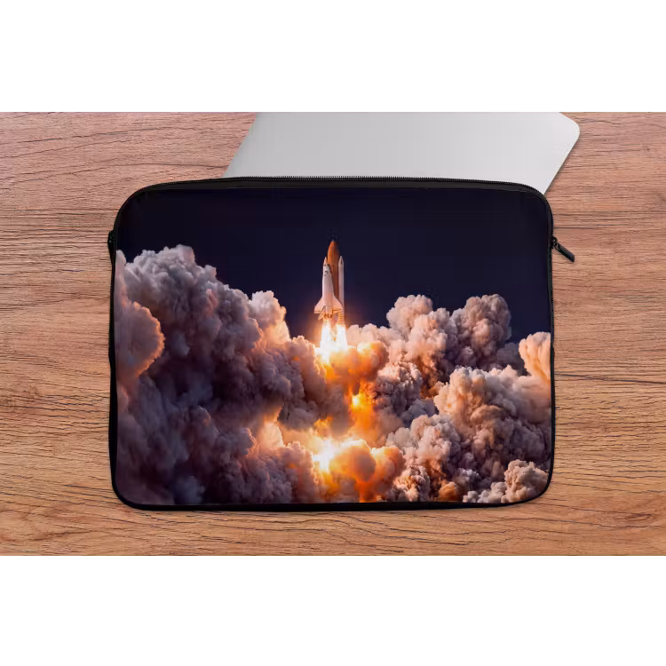Laptop hülle - Raumfahrzeug – Start – Sterne - Ruimtevaartuig - Lancering - Sterren laptophoes neopreen klein