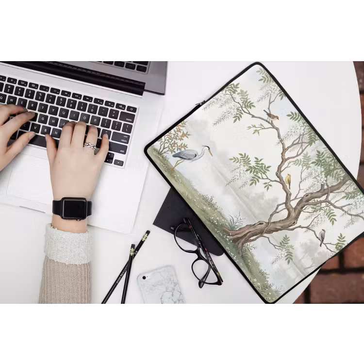 Reiger - Landschap - Groen laptophoes neopreen klein -bureau
