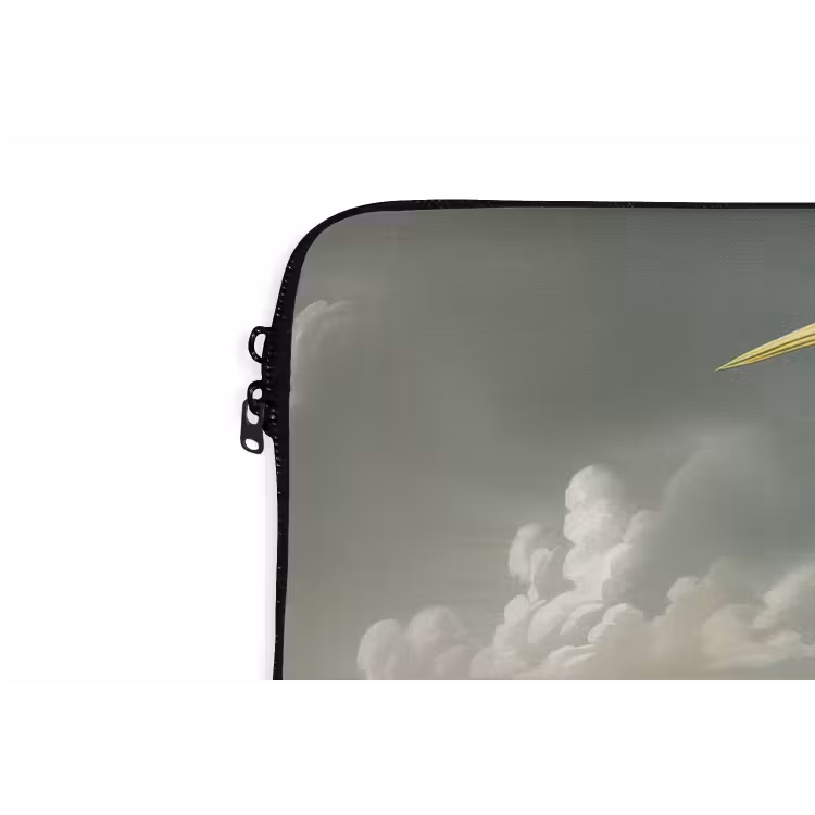 Reiger - Planten - Wolken - Wit laptophoes neopreen klein -detail