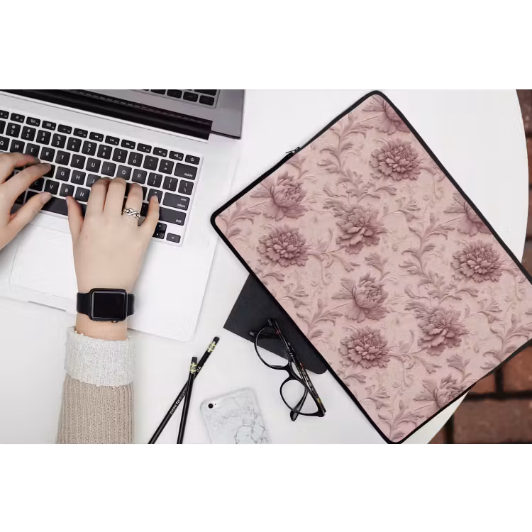 Reliëf - Pioenrozen - Roze laptophoes neopreen klein 279 -bureau