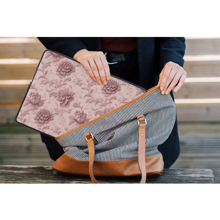 Reliëf - Pioenrozen - Roze laptophoes neopreen klein 279 -tas