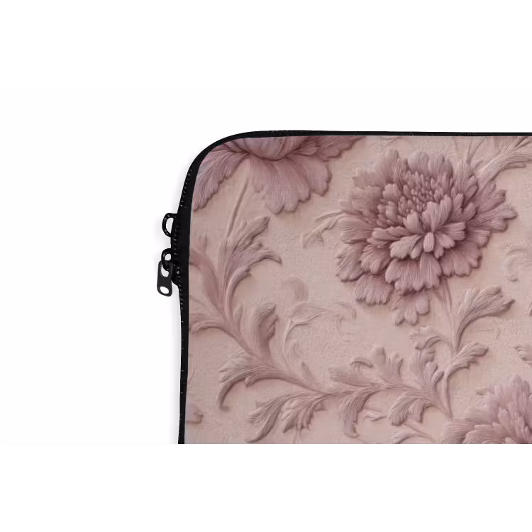Reliëf - Pioenrozen - Roze laptophoes neopreen klein 279 -detail