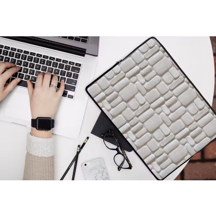 Reliëf - Structuur - Wit laptophoes neopreen klein 279 -bureau