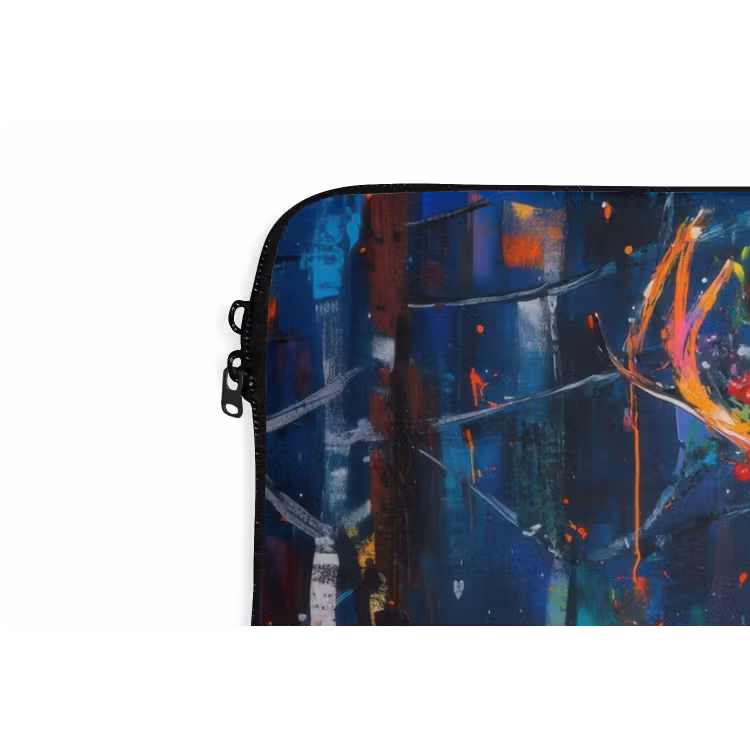Rendier - Krans - Sprookjesachtig - Blauw laptophoes neopreen klein -detail