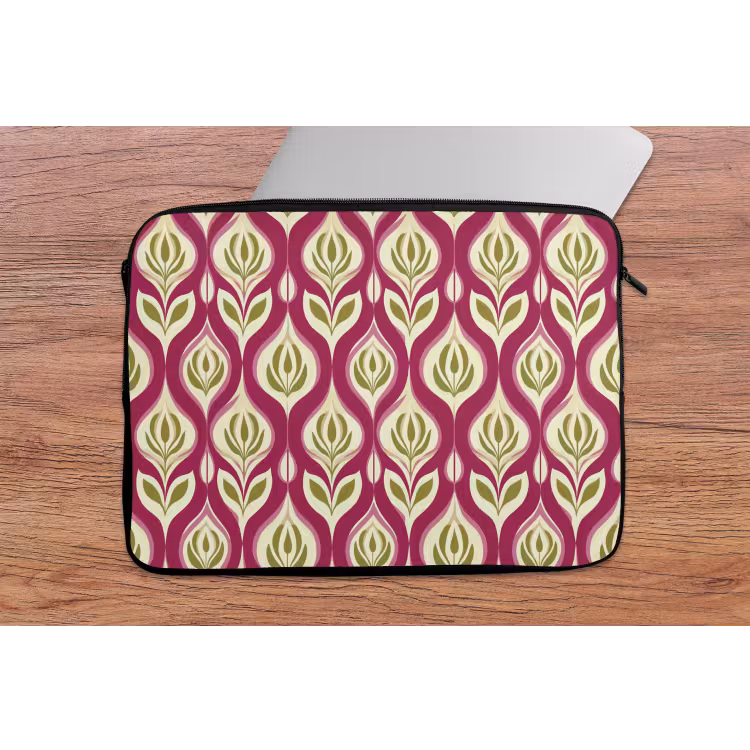 Retro - Floraal - Paars laptophoes neopreen klein 279 -tafel