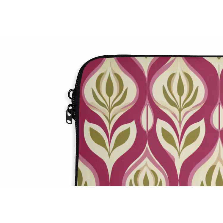 Retro - Floraal - Paars laptophoes neopreen klein 279 -detail