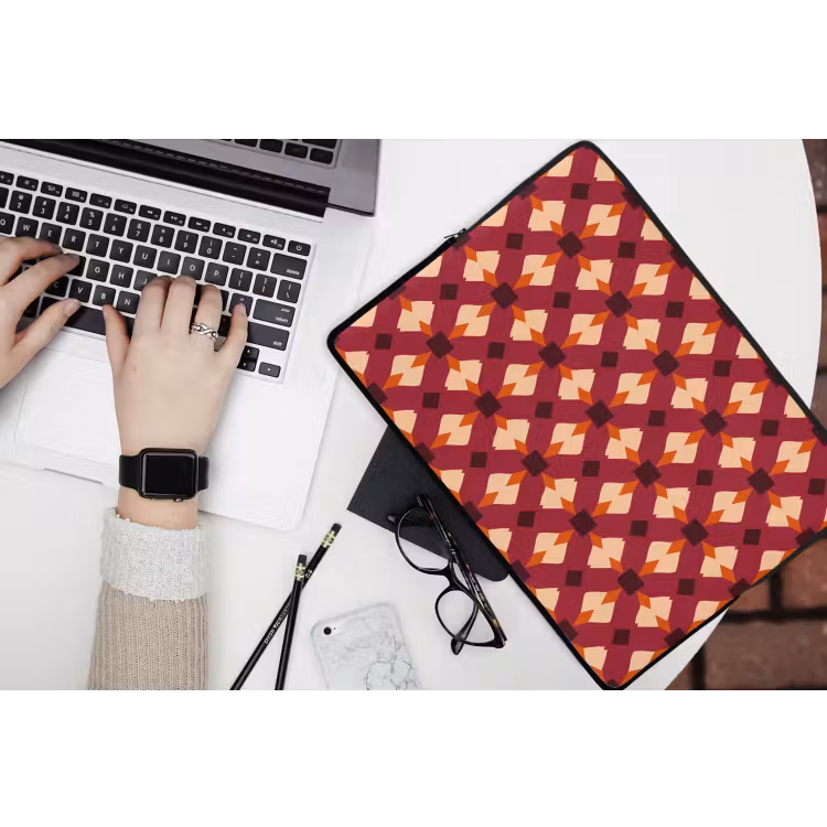 Retro - Patroon - Kleurrijk laptophoes neopreen klein 279 -bureau