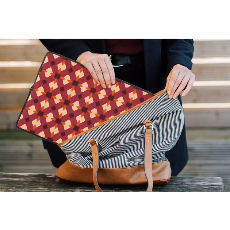 Retro - Patroon - Kleurrijk laptophoes neopreen klein 279 -tas
