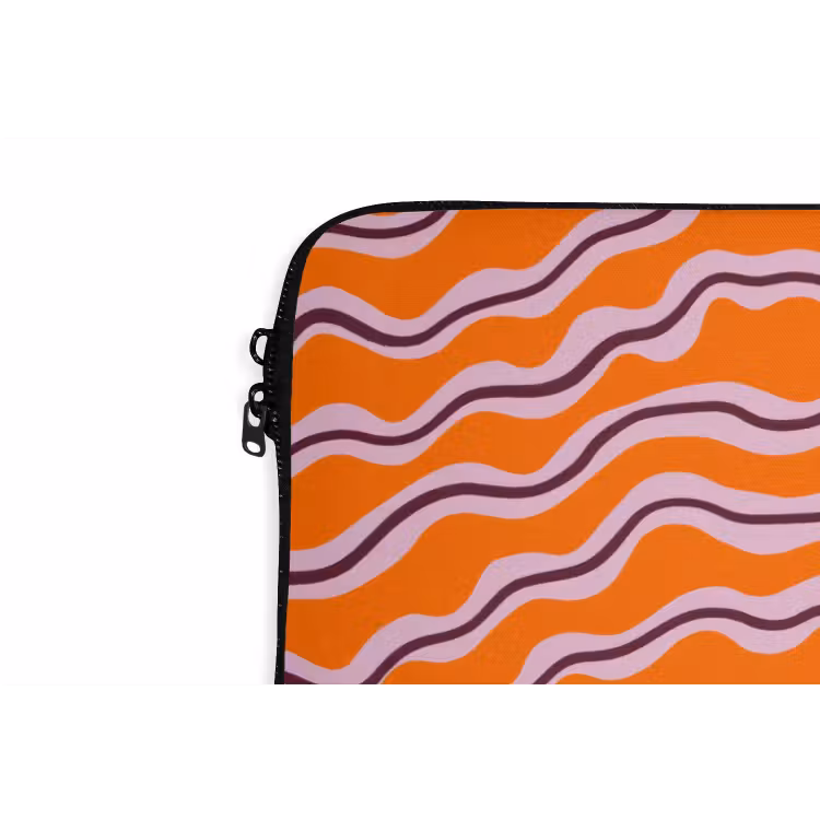 Retro - Golvend - Oranje laptophoes neopreen klein 279 -detail