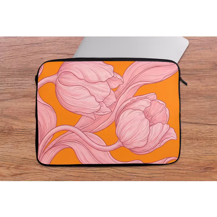 Laptop hülle - Rosa Blumen – Modern - Roze bloemen - Modern laptophoes neopreen klein