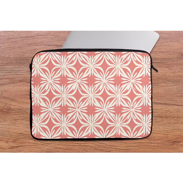 Roze - Bloemenmotief - Wit - Modern laptophoes neopreen klein 279 -tafel