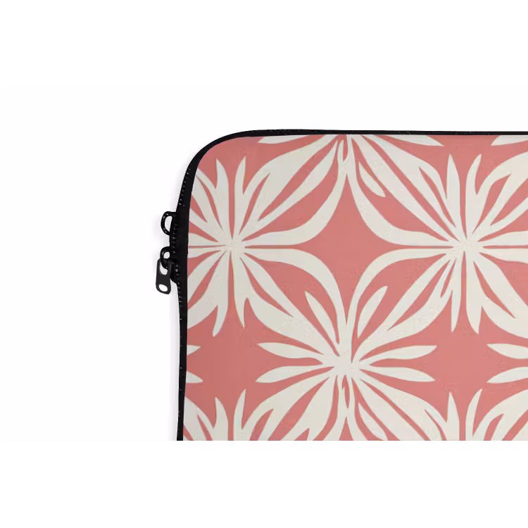 Roze - Bloemenmotief - Wit - Modern laptophoes neopreen klein 279 -detail