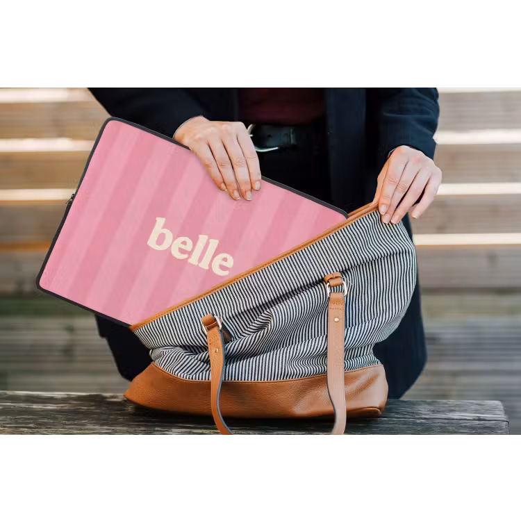 Roze - Gestreept - Belle laptophoes neopreen klein -tas