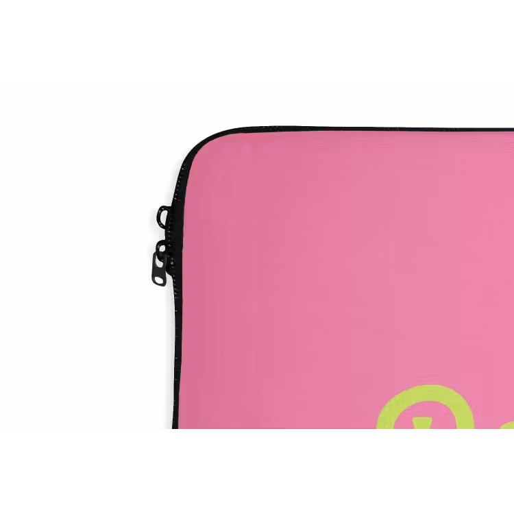 Roze - Groene Bonjour - art-deco laptophoes neopreen klein -detail