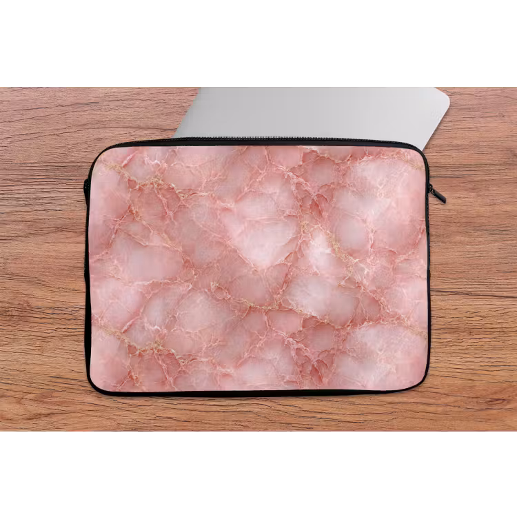 Roze - Kwarts - Goud - Marmer laptophoes neopreen klein 279 -tafel