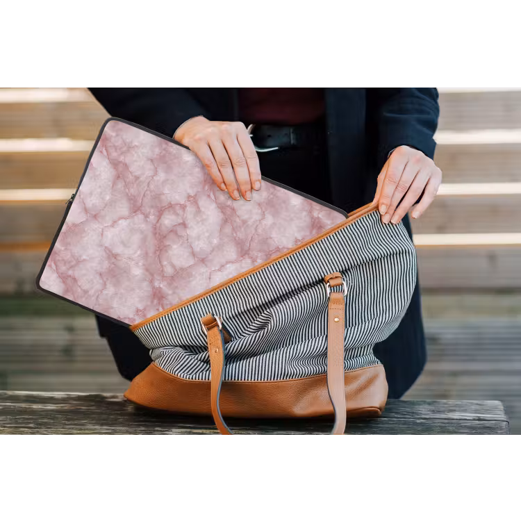 Roze - Kwartsmarmer - Aders laptophoes neopreen klein 279 -tas