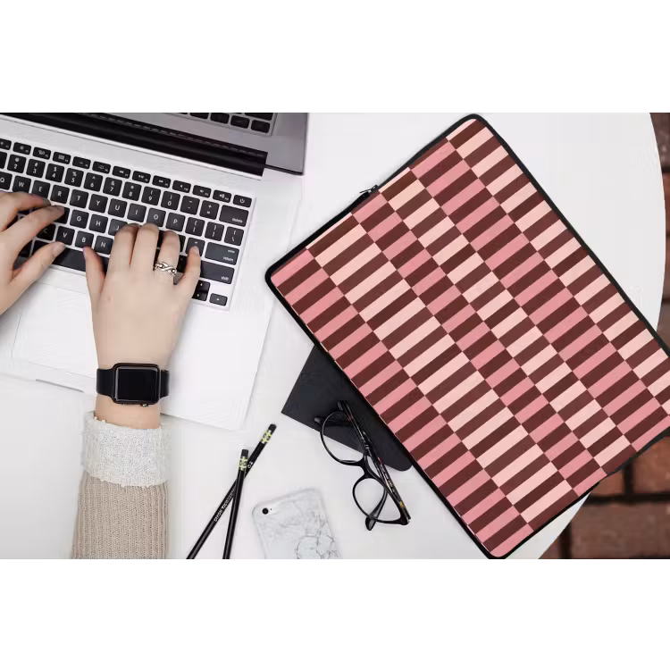 Roze - Rood - Blokjes laptophoes neopreen klein 279 -bureau