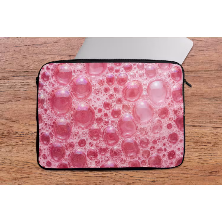 Roze - Schuim - Bubbels laptophoes neopreen klein -tafel