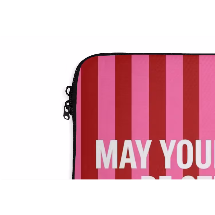 Roze - Strepen - Koffie - Maandag laptophoes neopreen klein -detail