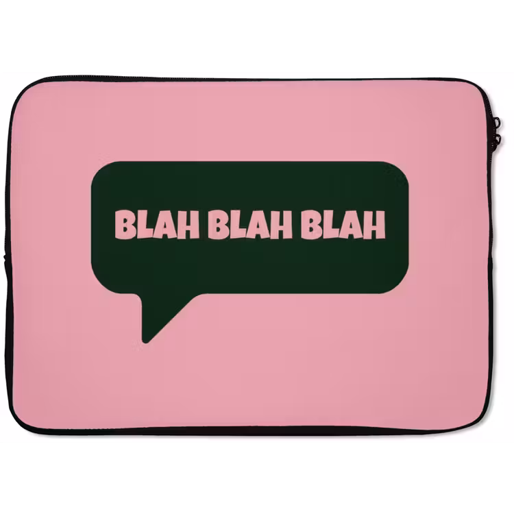 Roze - Tekstwolk - Groen - BLAH BLAH BLAH laptophoes neopreen klein -zkaufland3dotto