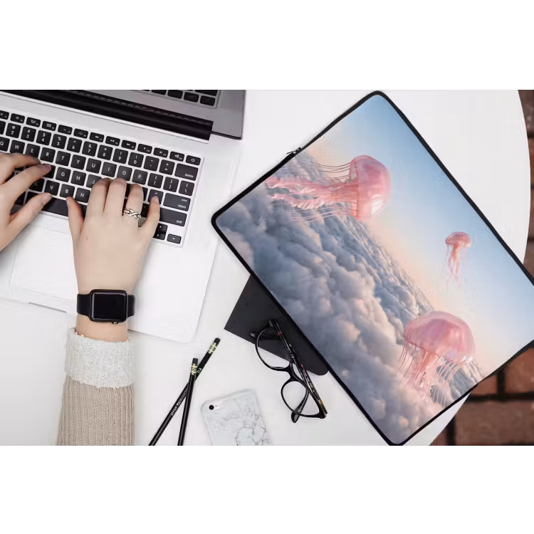 Laptop hülle - Rosa Tier – Wolken - Roze dier - Wolken laptophoes neopreen klein