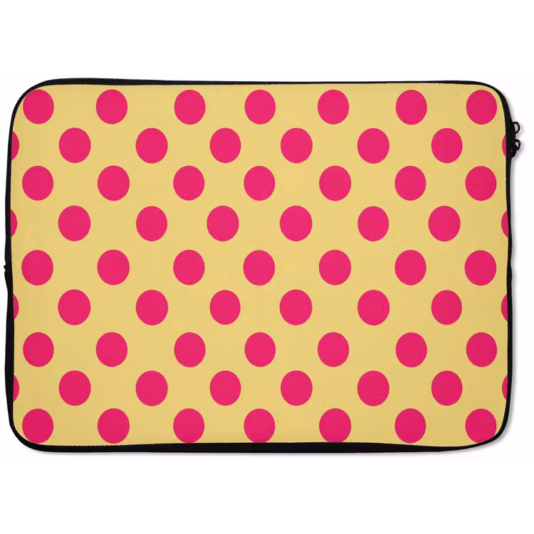Roze - Stippen - Geel laptophoes neopreen klein 279 -zkaufland3dotto