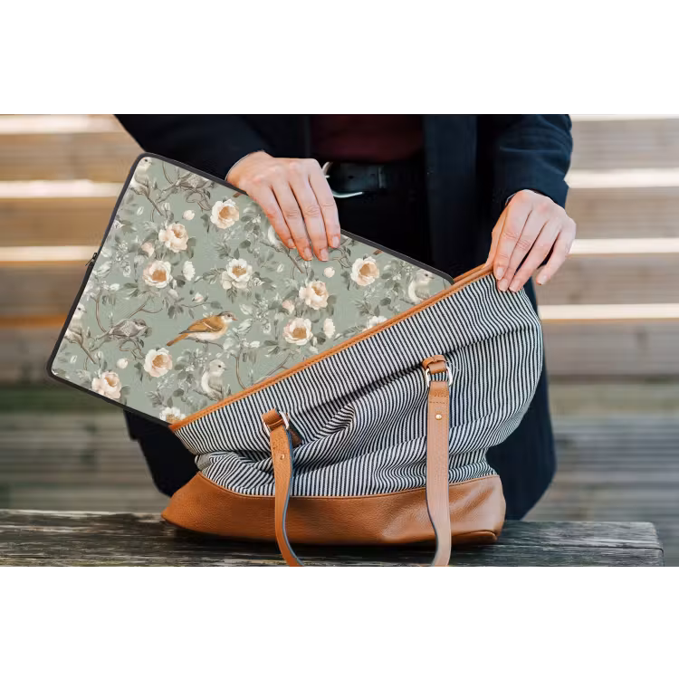 Roze - Vogels - Kleurrijk laptophoes neopreen klein 279 -tas