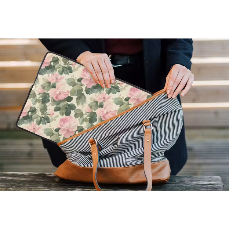 Rozen - Botanisch - Roze laptophoes neopreen klein 279 -tas